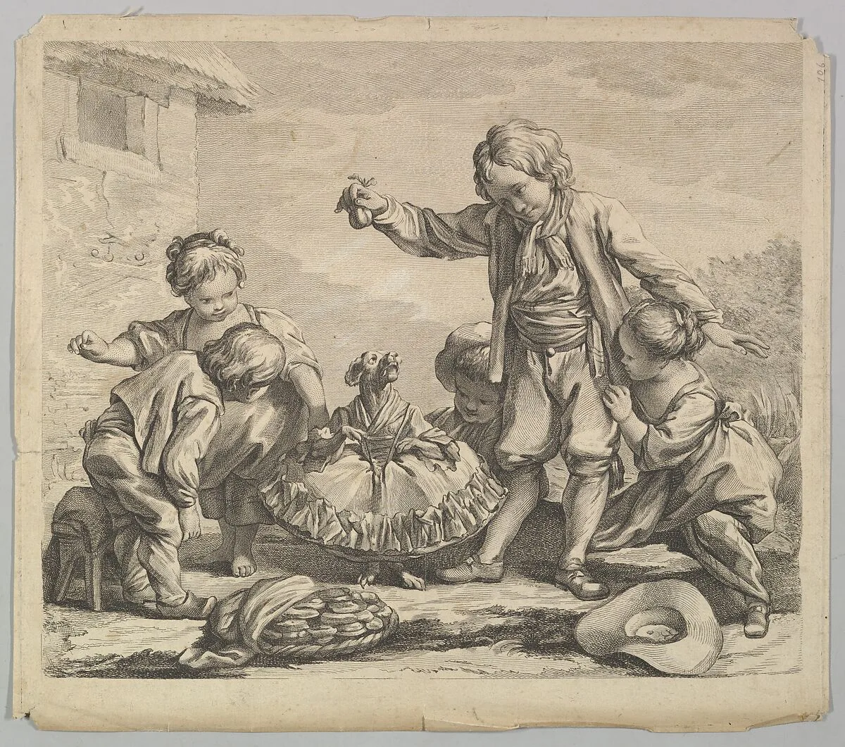 Five Children with Dancing Dog — François Boucher|Anonymous, French, 18th century