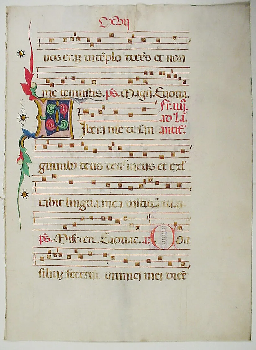 Manuscript Leaf with Initial L, from an Antiphonary — Unknown