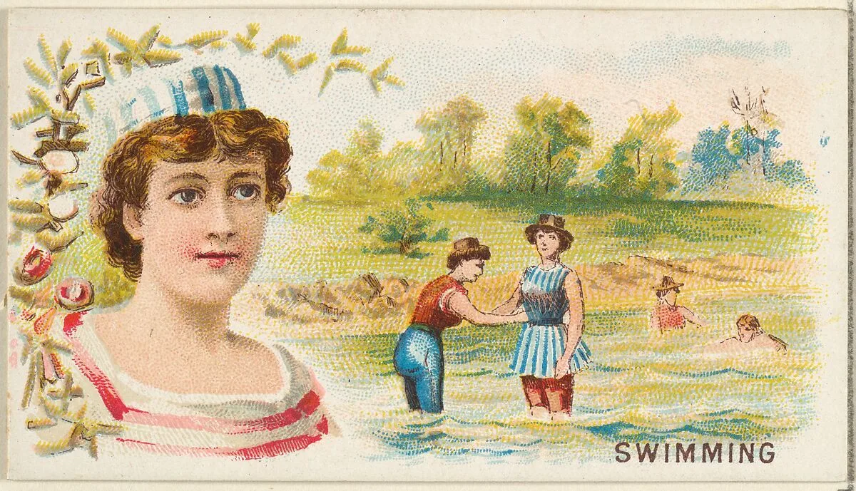 Swimming, from the Games and Sports series (N165) for Old Judge Cigarettes — Goodwin & Company