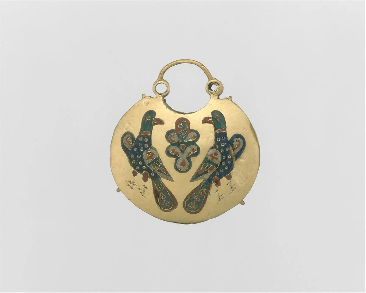 Temple Pendant with Two Birds Flanking a Tree of Life (front) and Geometric and Vegetal Motifs (back) — Unknown