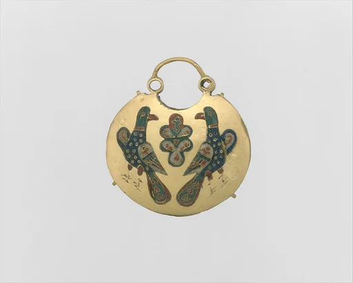 Temple Pendant with Two Birds Flanking a Tree of Life (front) and Geometric and Vegetal Motifs (back)