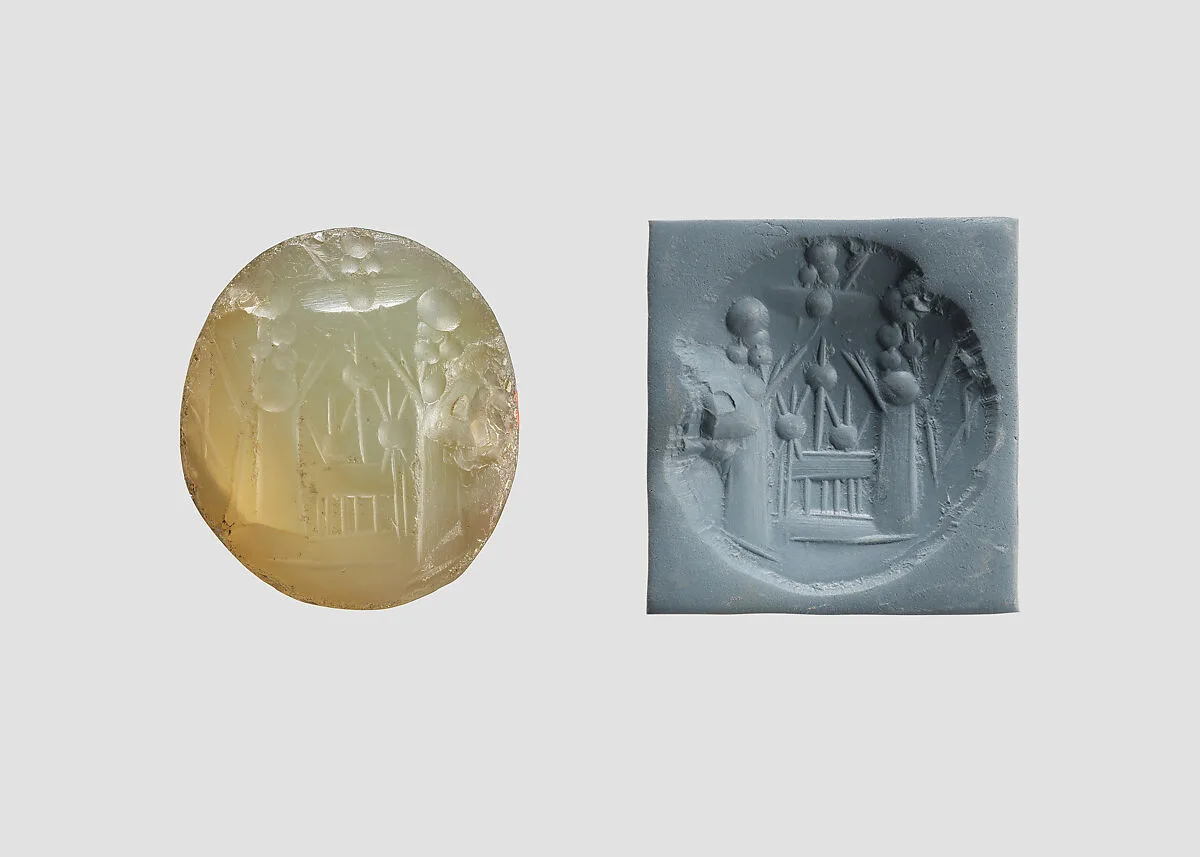 Stamp seal (oval conoid) with cultic scene — Unknown