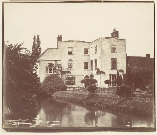 [View of House from Garden by Pond with Lily Pads]