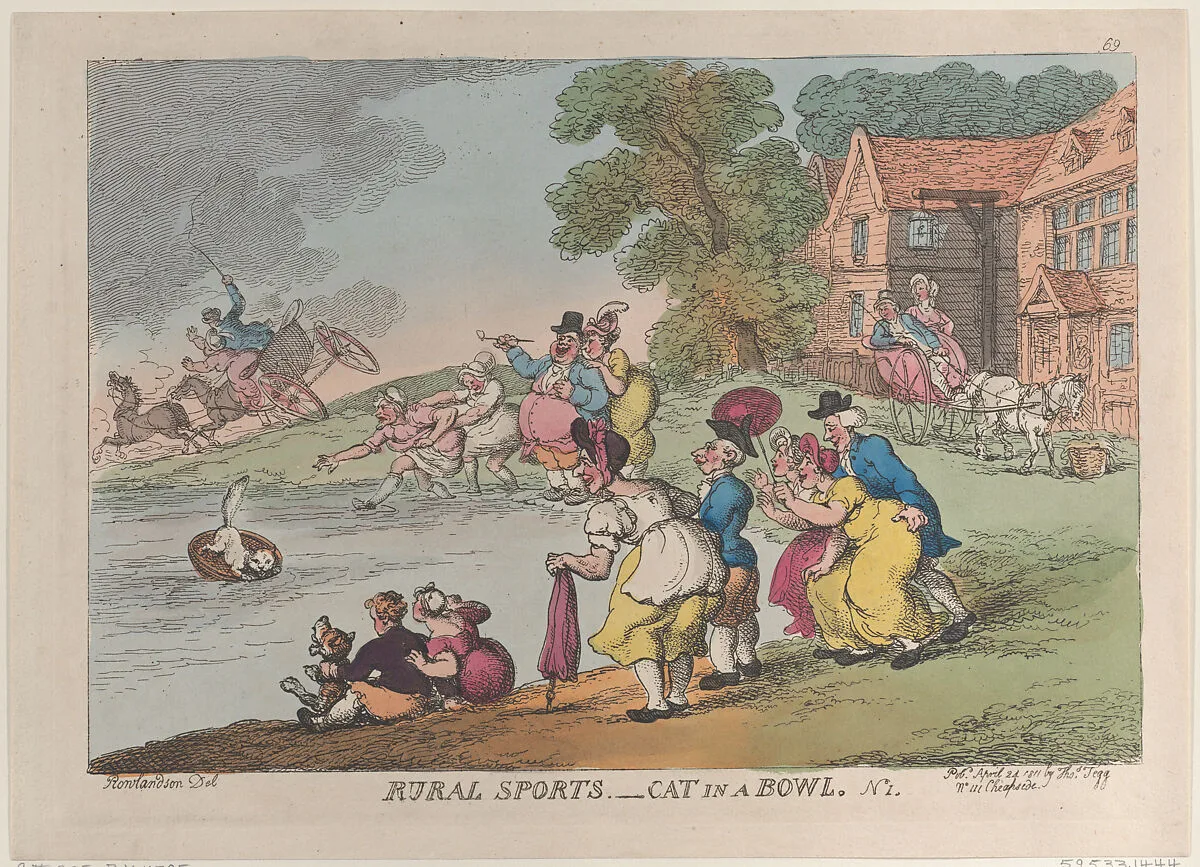 Rural Sports: Cat in a Bowl — Thomas Tegg|Thomas Rowlandson