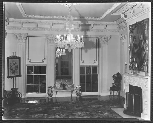 [Salon Interior with Full-Length Mirror, Residence of Gifford Cochran, Croton Falls, New York]