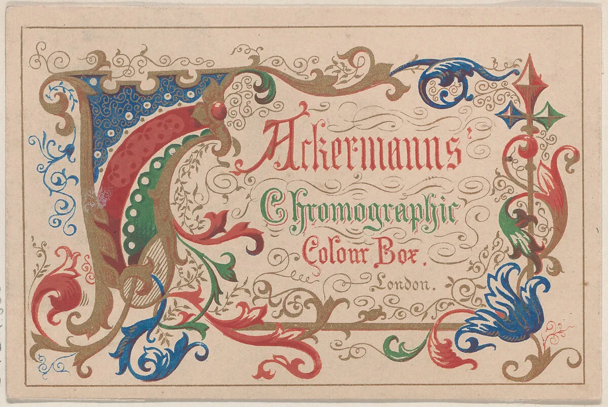 Trade Card for Ackerman's Chromographic Colour Box — Anonymous, British, 19th century