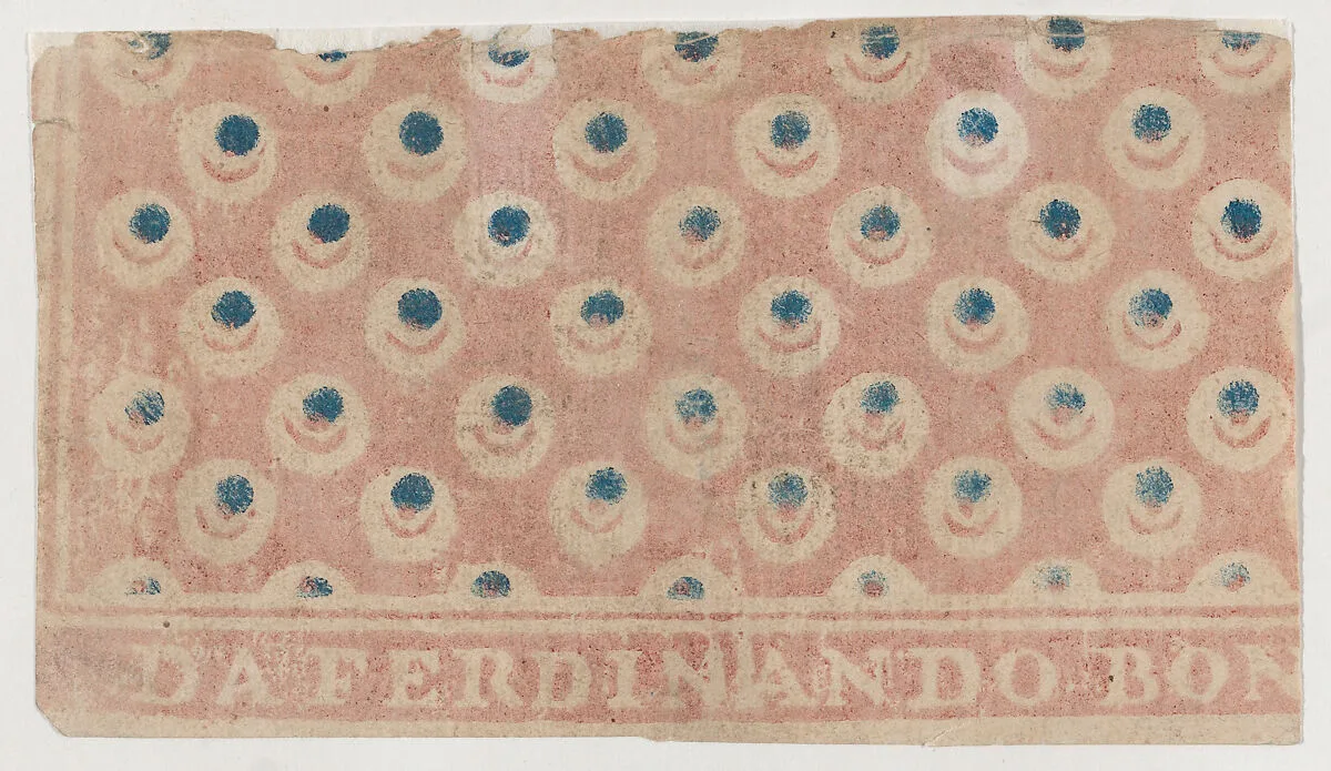 Pink sheet with blue dot pattern — Anonymous