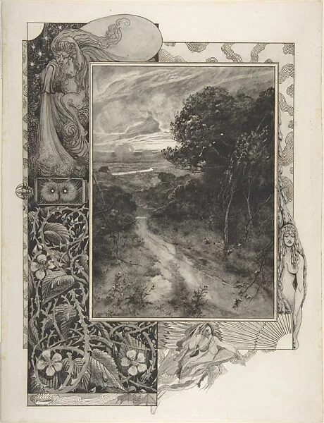 Illustration of a Landscape with a Thorn Border — William Hyde