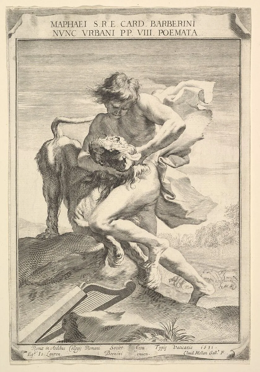 David Strangling the Lion — Claude Mellan|Gian Lorenzo Bernini
