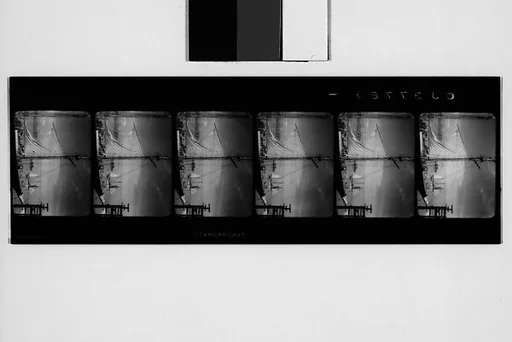 [South Seas: Six Motion Picture Film Frames of Sailing Ship in Port]