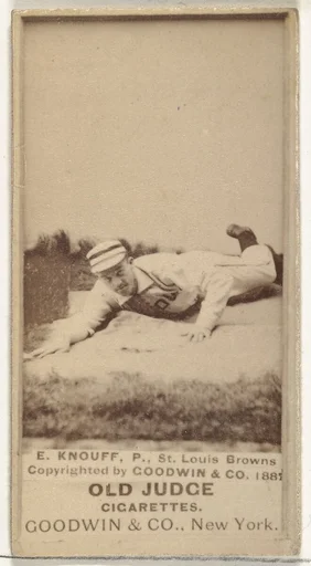 Edward Augustine "Ed" Knouff, Pitcher, St. Louis Browns, from the Old Judge series (N172) for Old Judge Cigarettes