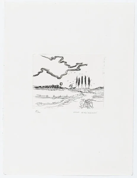 Landscape with tall trees, from 'Pictures from my hand' (Bilder från min hand) — Ulf Eriksson|CBS Grafik