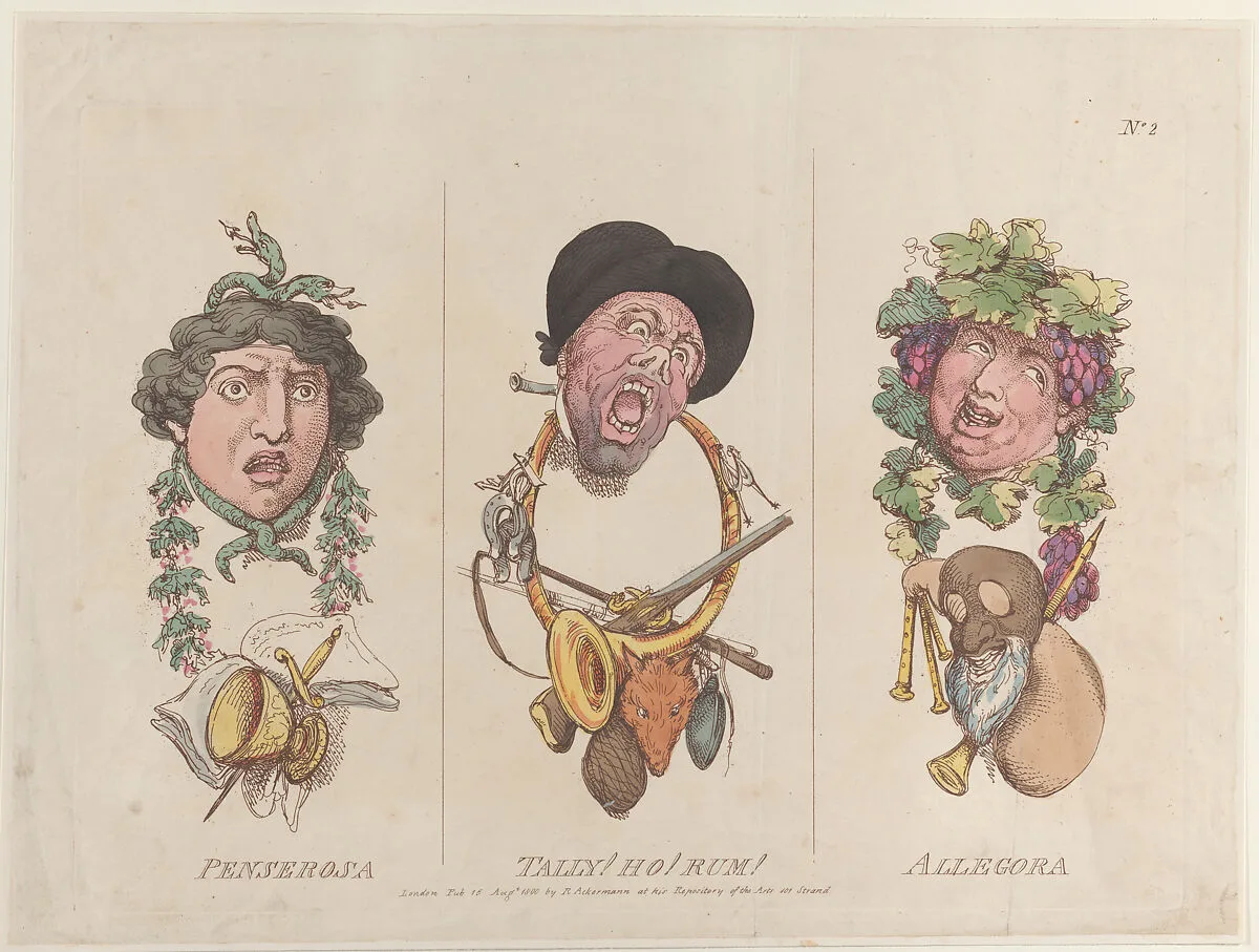 Penserosa, Tally! Ho! Rum!, Allegora — Rudolph Ackermann, London|Thomas Rowlandson