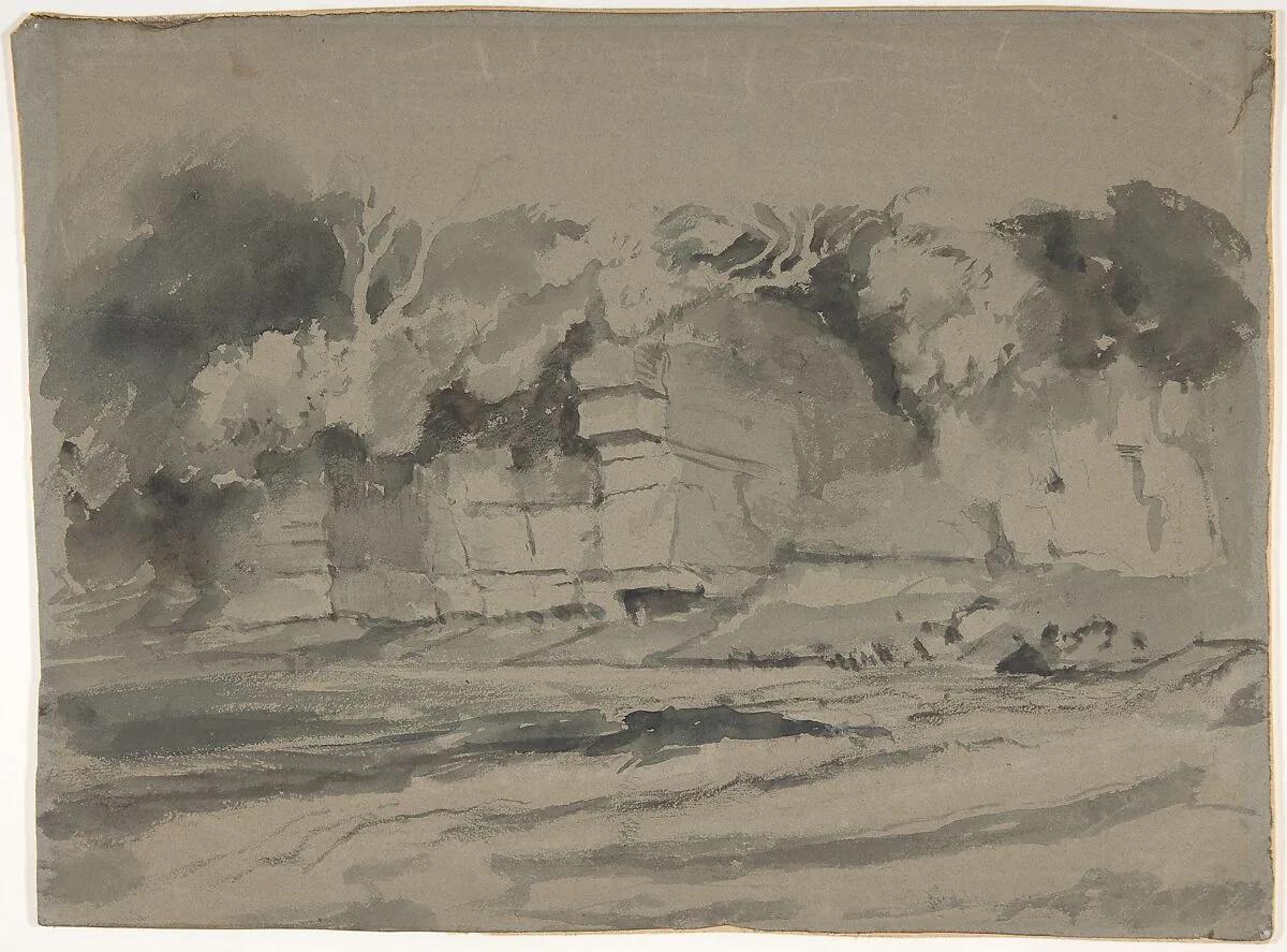 Landscape with a Rock Wall, perhaps in Westmorland — Peter De Wint