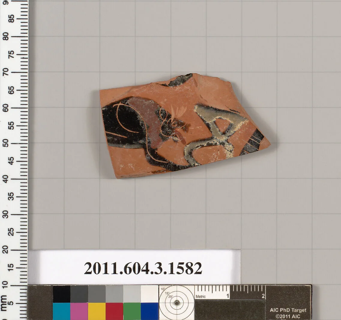 Terracotta fragment of a kylix: Band cup (drinking cup) — Unknown