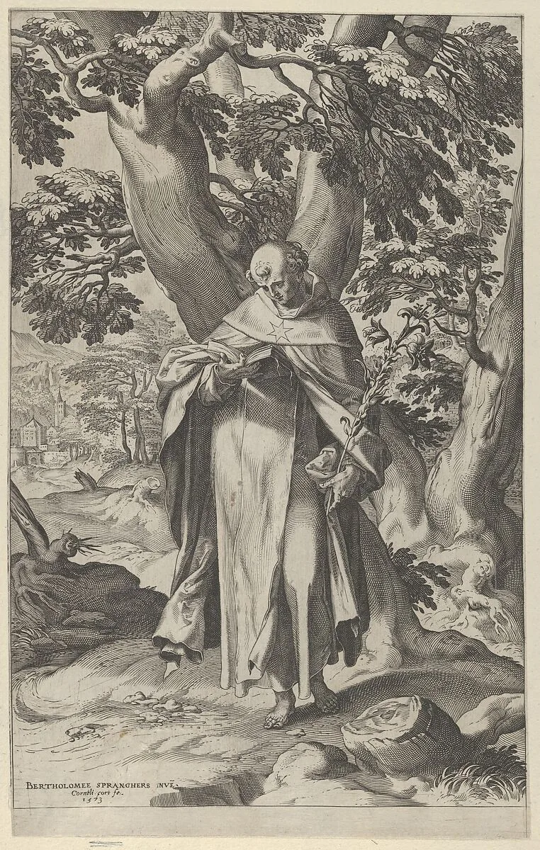 St Dominic Reading — Cornelis Cort|Bartholomeus Spranger