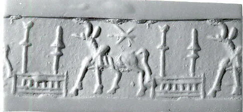 Cylinder seal with animal and divine symbols — Unknown