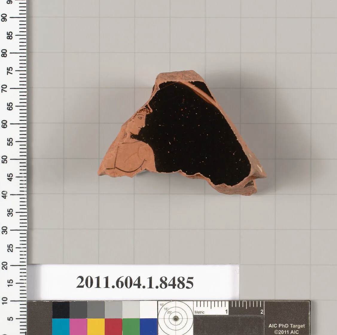 Terracotta fragment of a stemless kylix (drinking cup) — Euaion Painter