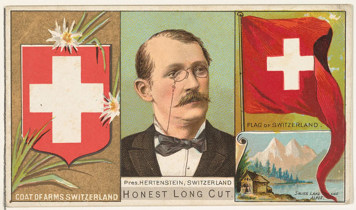 President Hertenstein, Switzerland, from the Rulers, Flags, and Coats of Arms series (N126-1) issued by W. Duke, Sons & Co. — W. Duke, Sons & Co.