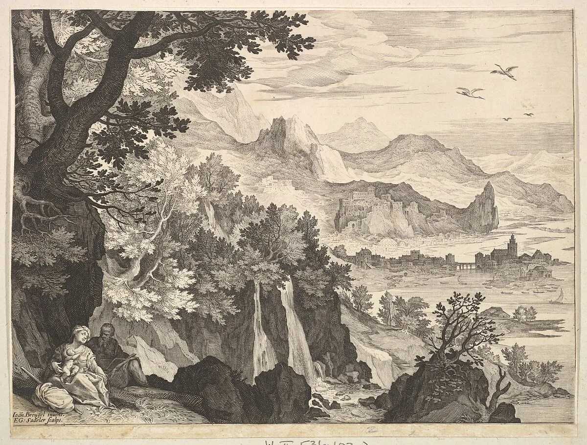 Mountainous Landscape with the Rest on the Flight into Egypt — Jan Brueghel the Elder|Aegidius Sadeler II