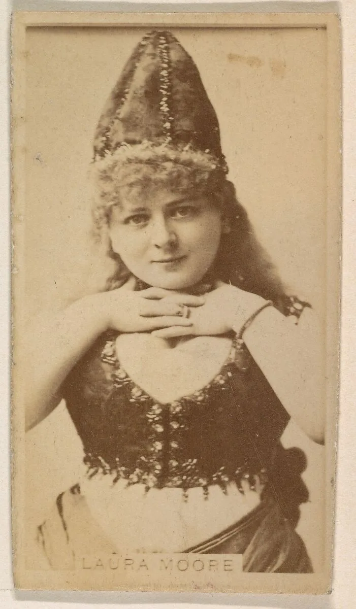 Laura Moore, from the Actresses series (N245) issued by Kinney Brothers to promote Sweet Caporal Cigarettes — Kinney Brothers Tobacco Company