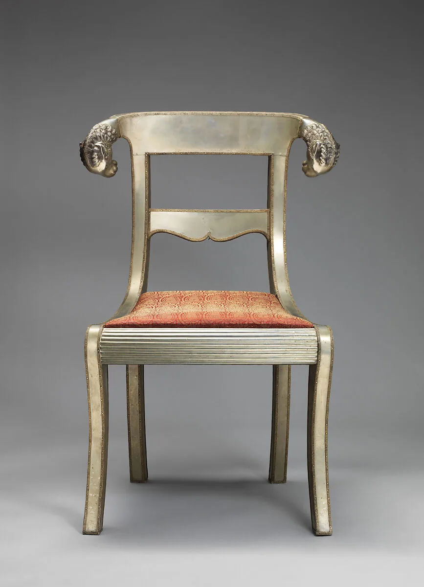 Side chair with rams' heads (one of a pair) — Unknown