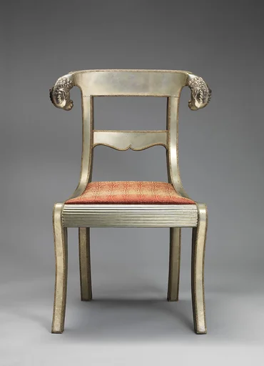 Side chair with rams' heads (one of a pair)