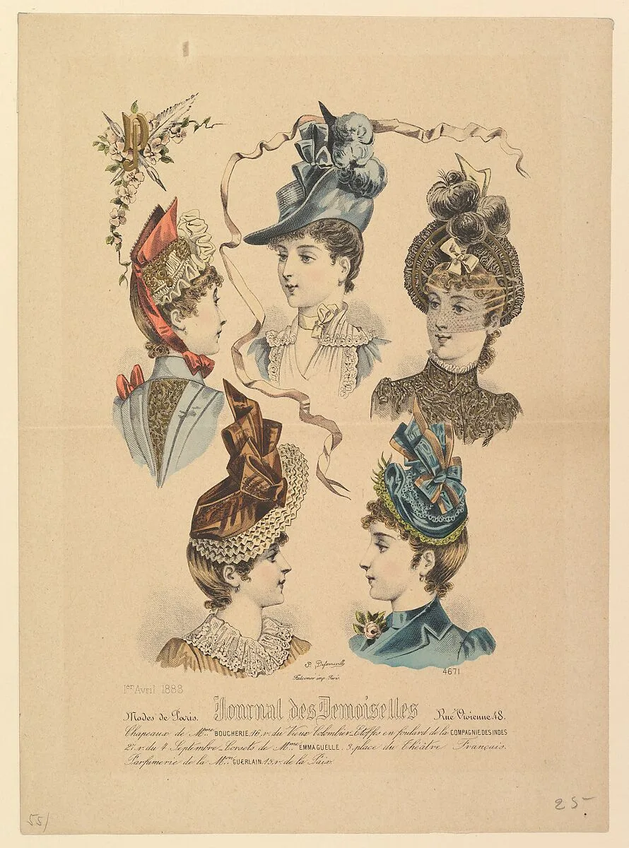 Ladies' Hats, No. 4671, from Journal des Demoiselles — Paul Deferneville|Imprimerie Falconer, Paris