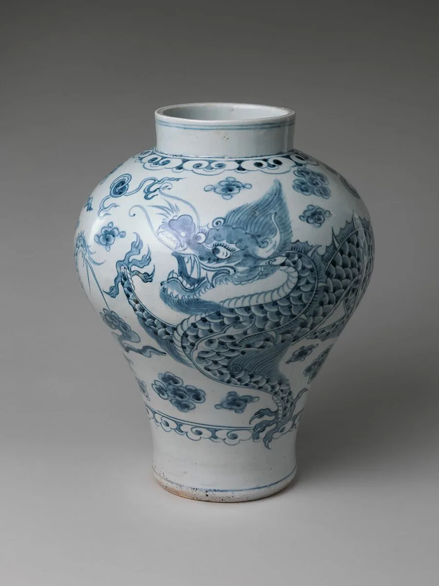 백자 청화 용 무늬 항아리 조선 |白磁靑畫龍文壺 朝鮮|Dragon jar — Unknown