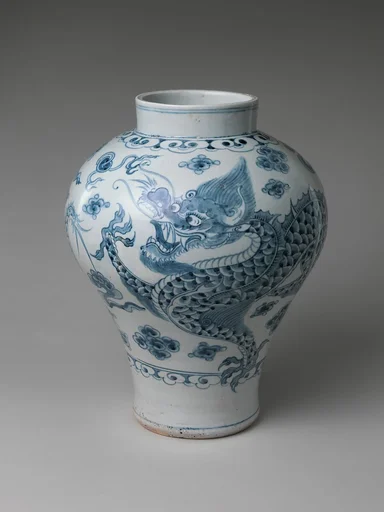 백자 청화 용 무늬 항아리 조선 |白磁靑畫龍文壺 朝鮮|Dragon jar