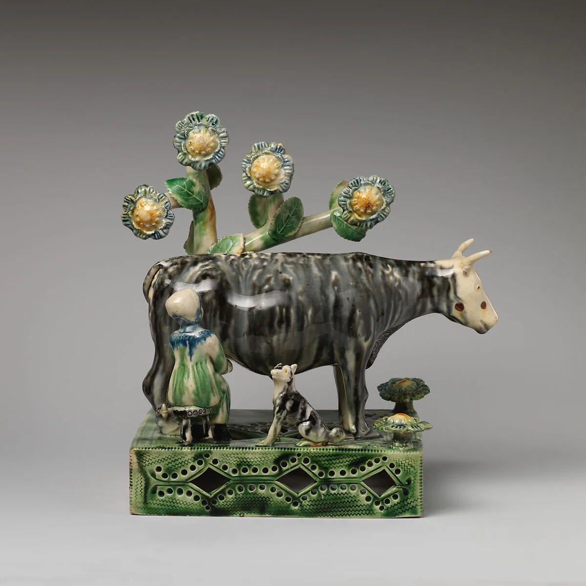 Milkmaid and cow with a dog — Whieldon type|Ralph Wood the Elder