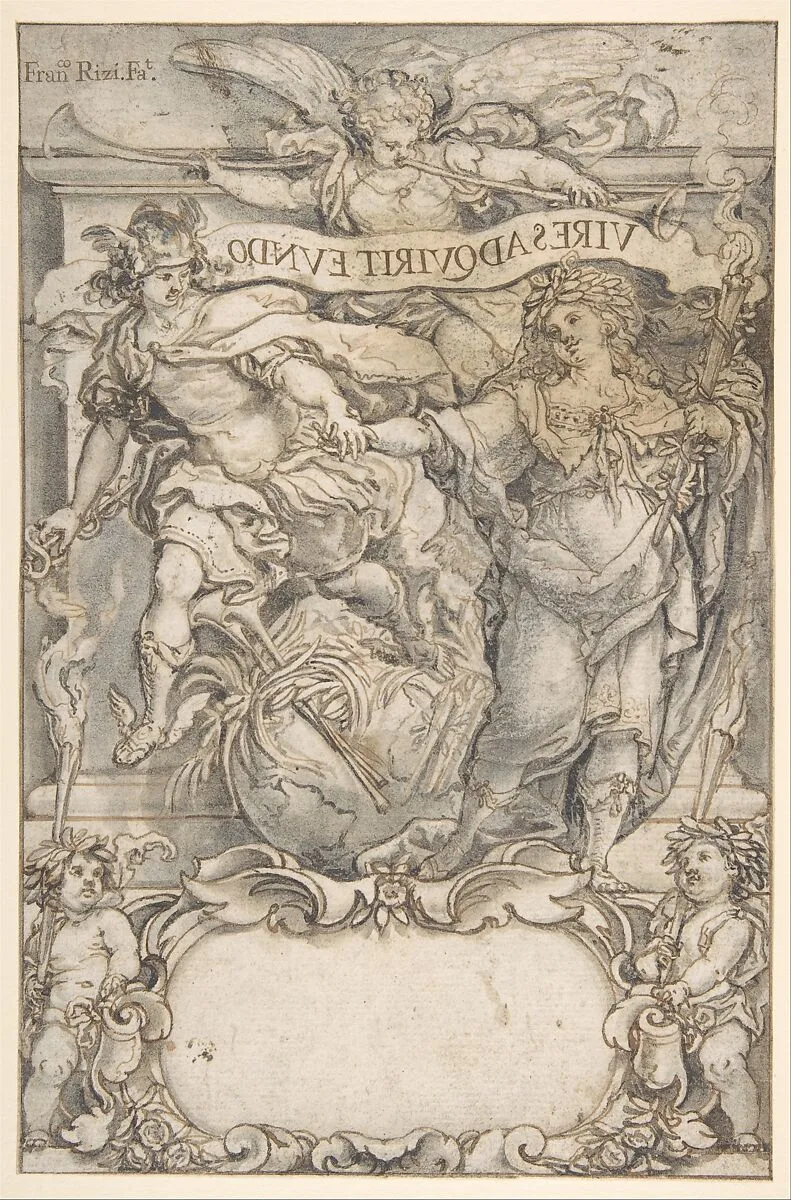 Design for a Frontispiece: Mercury and Fame — Francisco Rizi