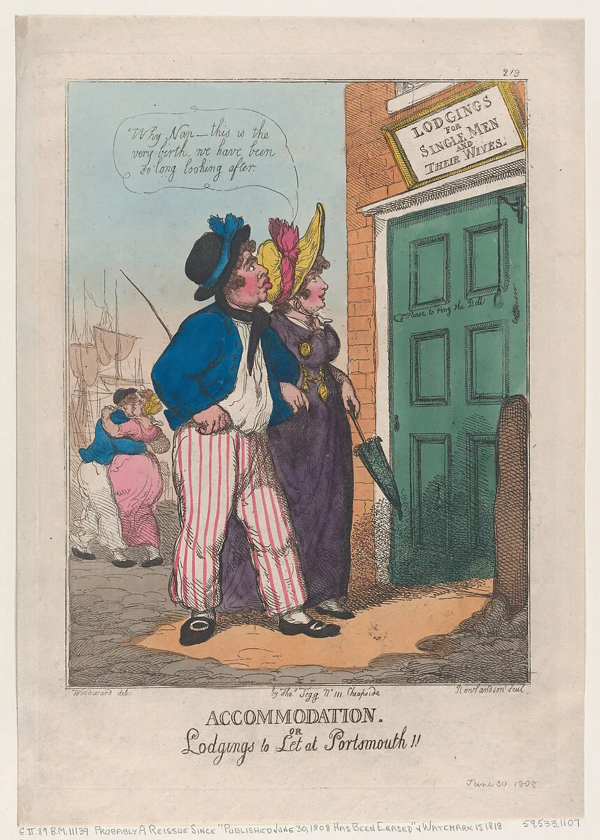 Accommodation, or Lodgings to Let at Portsmouth!! — Thomas Rowlandson|Thomas Tegg