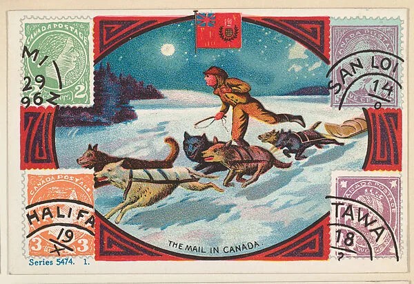 The Mail in Canada, bakery card from the Stamps and Mail Carriers of All Nations series (D73), issued by the Rochester Baking Company — Rochester Baking Company