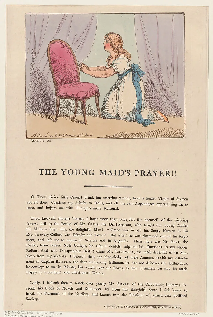 The Young Maid's Prayer!! — George Murgatroyd Woodward|Edward Spragg|Thomas Rowlandson