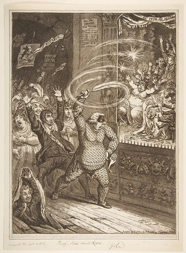Blowing-up the Pic-Nic's;–or–Harlequin Quixote Attacking the Puppets, vide Tottenham Street Pantomime