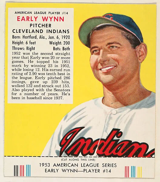 Early Wynn, from the Red Man All-Star Team series (T233), issued by Red Man Chewing Tobacco — Red Man Chewing Tobacco
