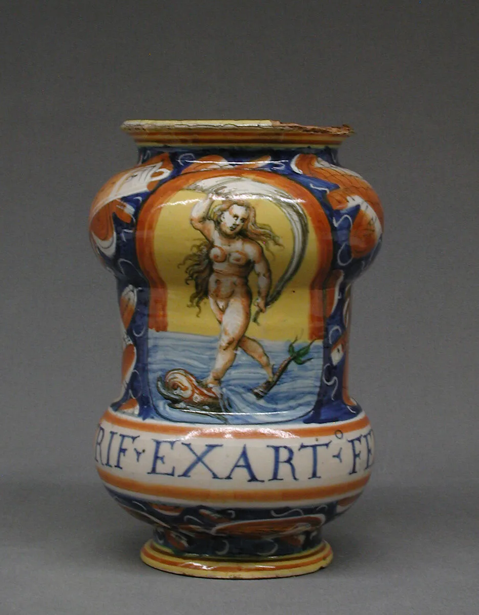 Pharmacy jar (albarello) (one of a pair) — Unknown