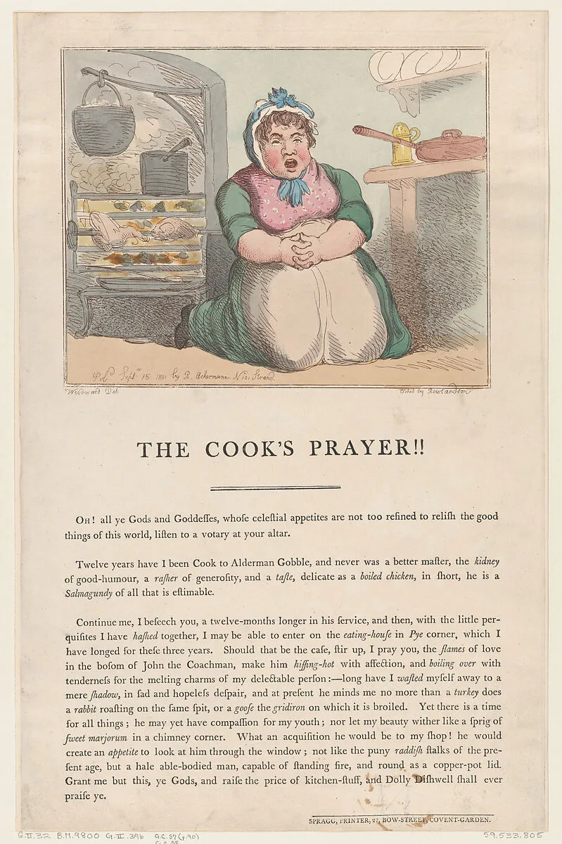 The Cook's Prayer!! — Thomas Rowlandson|Edward Spragg|George Murgatroyd Woodward