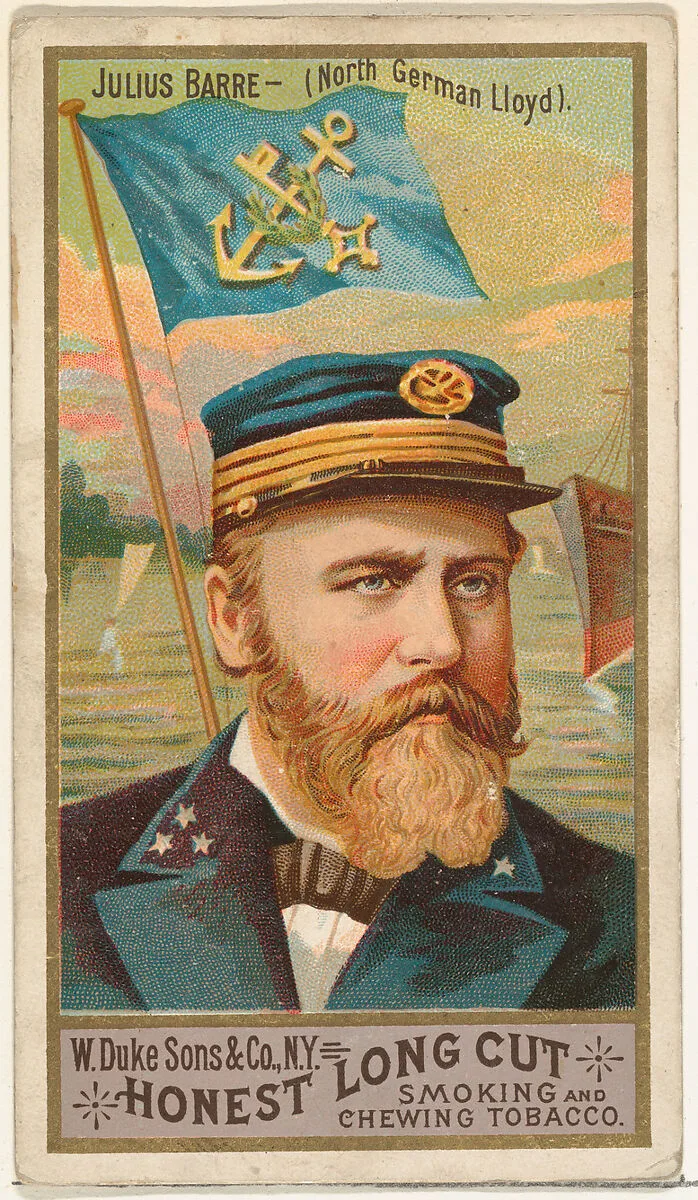Julius Barre, from the Sea Captains series (N127) issued by Duke Sons & Co. to promote Honest Long Cut Tobacco — W. Duke, Sons & Co.|George S. Harris & Sons