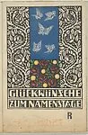 Ornament Card with Butterflies (Glückwunsche zum Namenstage) — Wiener Werkstätte|Anonymous, Austrian, Viennese, 20th century