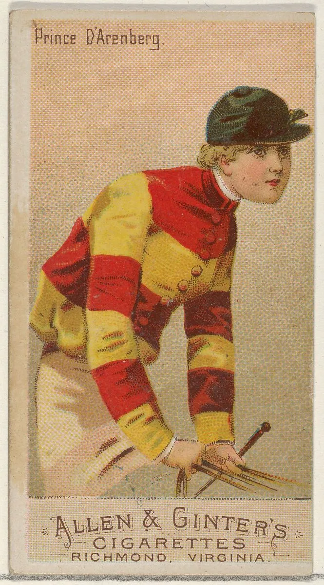 Prince D'Arenberg, from the Racing Colors of the World series (N22a) for Allen & Ginter Cigarettes — Allen & Ginter