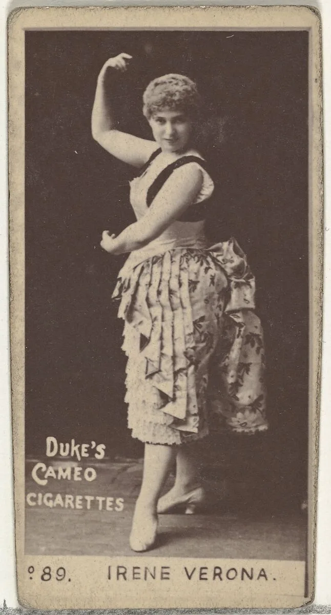 Card Number 89, Irene Verona, from the Actors and Actresses series (N145-4) issued by Duke Sons & Co. to promote Cameo Cigarettes — W. Duke, Sons & Co.