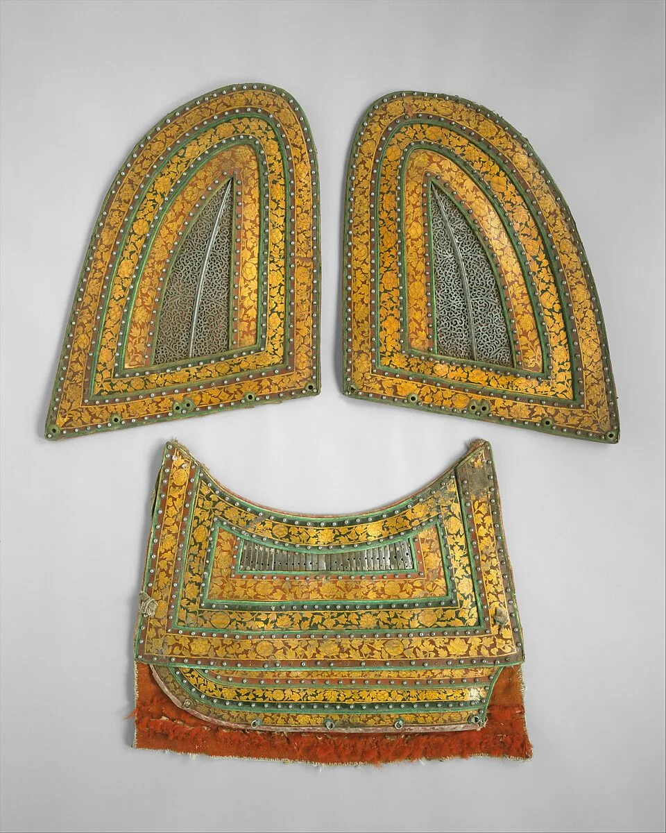 Pair of Neck Defenses (Crinet) and Breast Defense (Peytral) from a Horse Armor — Unknown