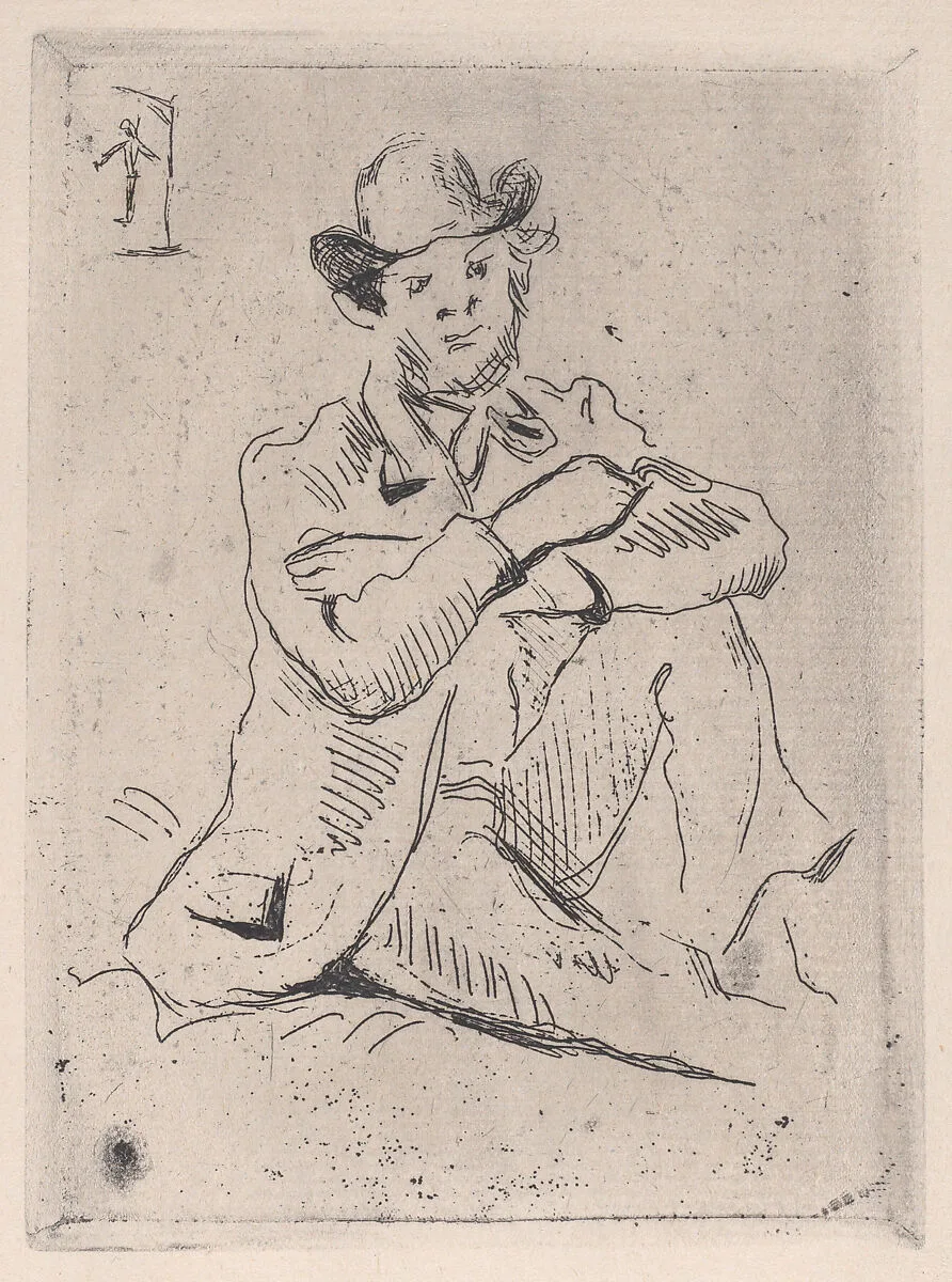 Portrait of Guillaumin with a Hanging Man — Paul Cézanne