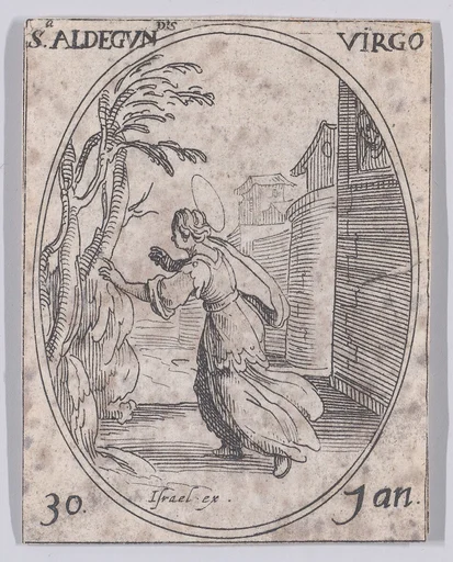 Ste. Aldegonde, vierge (St. Aldegundis, Virgin), January 30th, from "Les Images De Tous Les Saincts et Saintes de L'Année" (Images of All of the Saints and Feast Days of the Year)