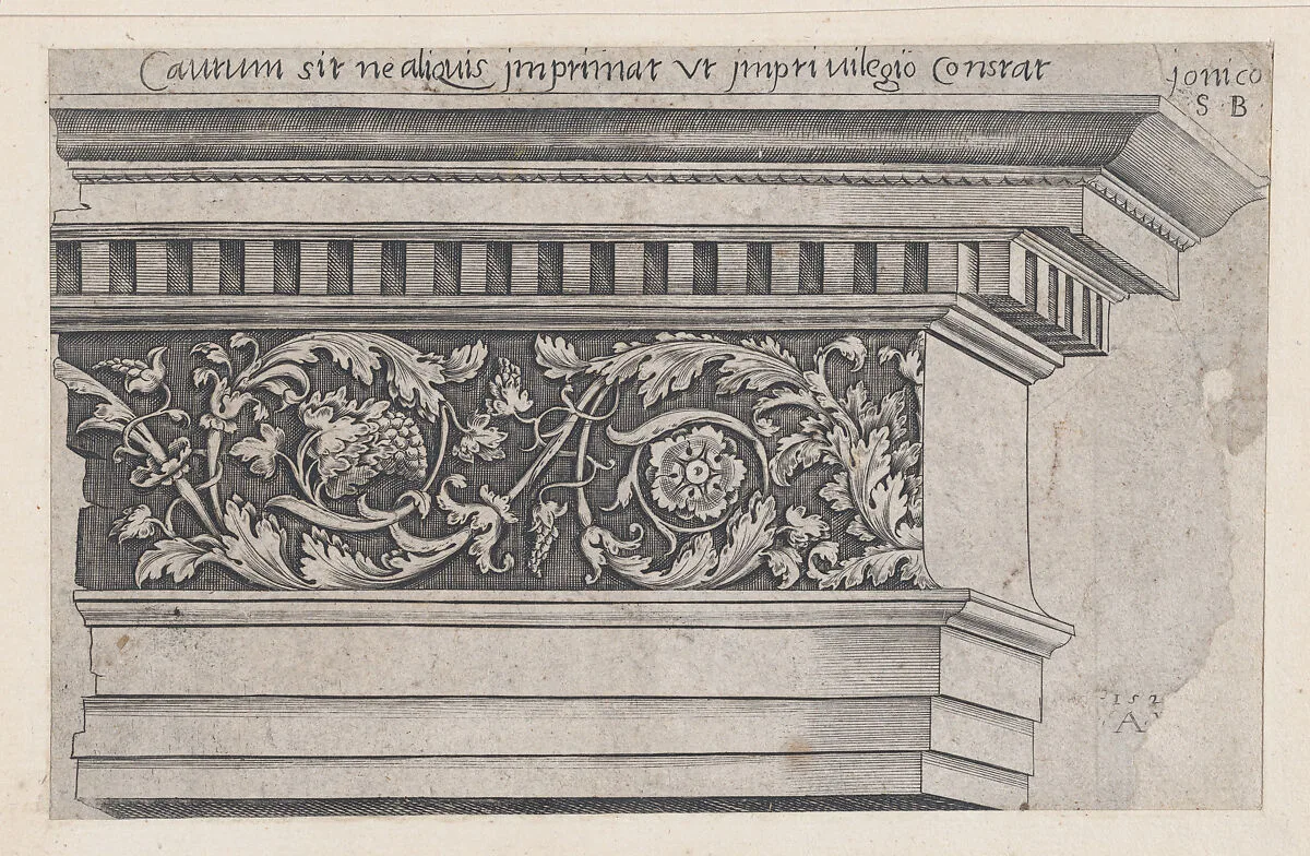 Speculum Romanae Magnificentiae: Ionic Entablature — Agostino Veneziano (Agostino dei Musi)
