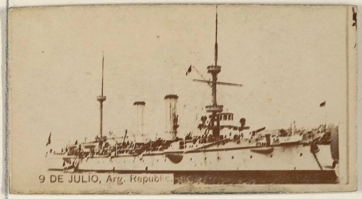 9 de Julio, Republic of Argentina, from the Famous Ships series (N50) for Virginia Brights Cigarettes — Allen & Ginter