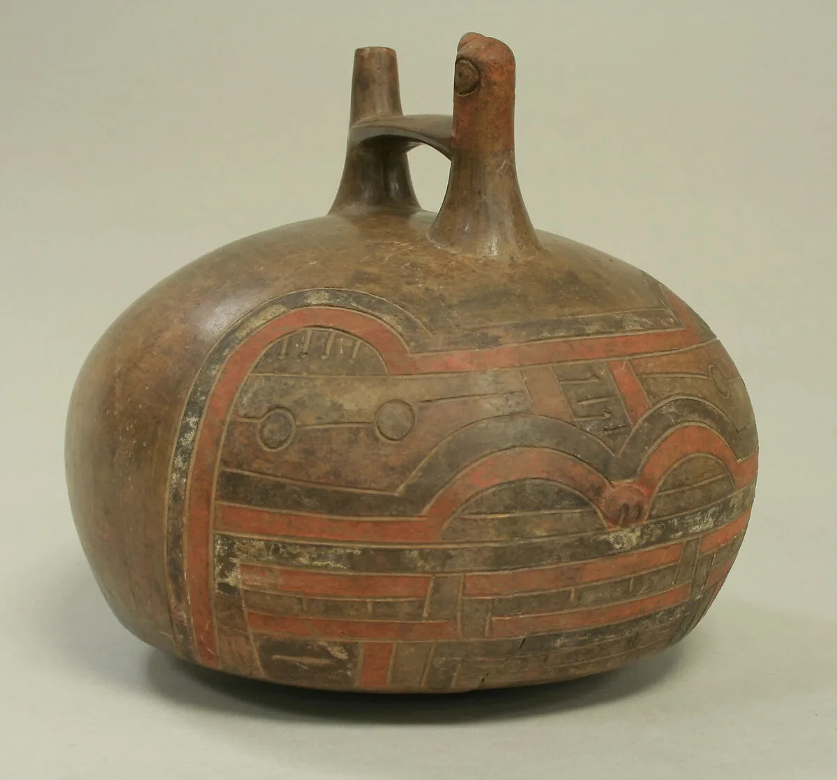 Double Spout and Bridge Bottle with Feline and Bird — Unknown