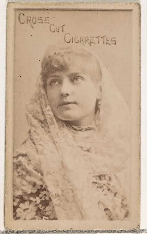Card Number 5, Lillian Russell, from the Actors and Actresses series (N145-1) issued by Duke Sons & Co. to promote Cross Cut Cigarettes — W. Duke, Sons & Co.